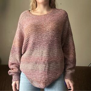 J. Jill Pure Jill Multicolored Textured Pink Ombre Crewneck Knit Sweater XL Tall